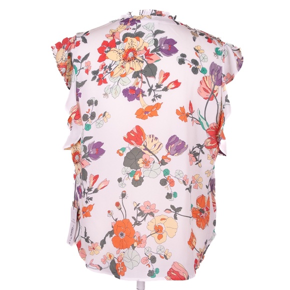 Liz Claiborne White Ruffled Mandarin Collar Blouse, Petite Medium Size, NWT. - Picture 2 of 11